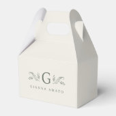 Groene & Crème Botanische Monogram & Bedrijfsnaam Bedankdoosjes (Voorkant Zijde)