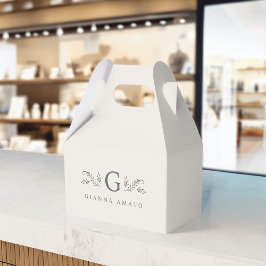 Groene & Crème Botanische Monogram & Bedrijfsnaam Bedankdoosjes