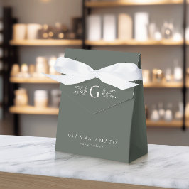 Groene & Crème Botanische Monogram & Bedrijfsnaam Bedankdoosjes