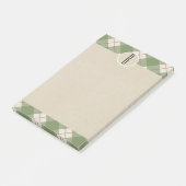 Groene Crème Geruite Kraft Rustieke Monogram Initi Post-it® Notes (Schuin)