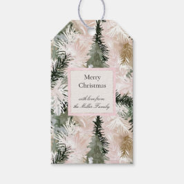 Groene Crème Kerst Pijnappels Cadeaulabel