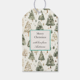 Groene Crème Kerstbomen Cadeaulabel