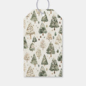 Groene Crème Kerstbomen Cadeaulabel (Achterkant)