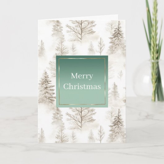 Groene Crème Kerstbomen Kaart (Voorkant)