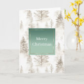 Groene Crème Kerstbomen Kaart (Gele Bloem)