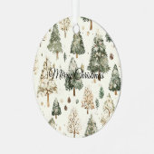 Groene Crème Kerstbomen Metalen Ornament (Voorkant links)