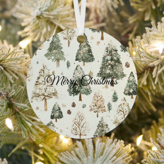 Groene Crème Kerstbomen Metalen Ornament (Insitu)