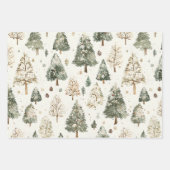 Groene Crème Kerstbomen Sneeuwvlokken Inpakpapier Vel (Voorkant 2)