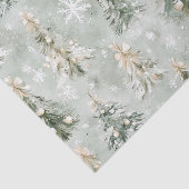 Groene Crème Kerstbomen Sneeuwvlokken Tissuepapier (Detail)