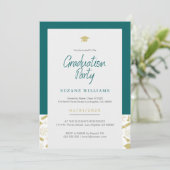 Groene Crème Minimalistische Afstudeerfeest Kaart (Staand voorkant)