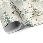 Groene Crème Pijnbomen Kerst Cadeaupapier (Rol Hoek)