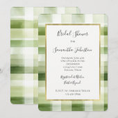 Groene Crème Plaid Strepen Bruidsdouche Kaart (Voorkant / Achterkant)