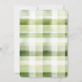 Groene Crème Plaid Strepen Bruidsdouche Kaart (Achterkant)