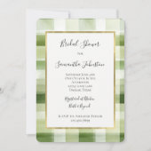 Groene Crème Plaid Strepen Bruidsdouche Kaart (Voorkant)