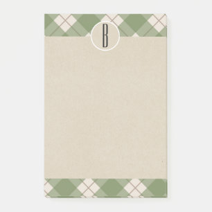 Groene Crème Schotlandse ruit Kraft Landelijk Mono Post-it® Notes