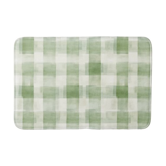 Groene Crème Schotse Ruit Badmat (Voorkant)