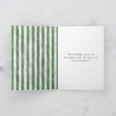 Groene Crème Strepen Hart Boog Kerstmis Kaart (Binnen)