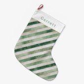 Groene Crème Strepen Kerst Grote Kerstsok (Voorkant (Hangend))