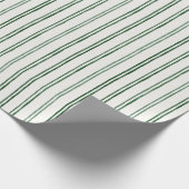 Groene Crème Strepen Kerstmis Cadeaupapier (Hoek)