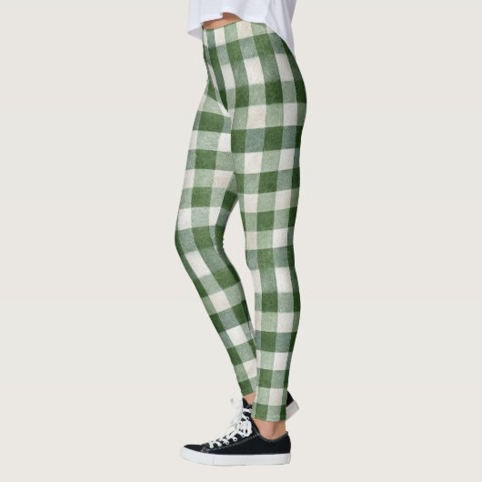 Groene Crème Strepen Leggings (Links)