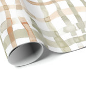 Groene Crème Tan Abstracte Strepen Cadeaupapier (Rol Hoek)