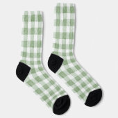 Groene Crème Witte Geruite Strepen Sokken (Rechts)
