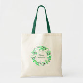 Groene Crest Aangepaste Naam Bruiloften Bruidsmeis Tote Bag (Voorkant)