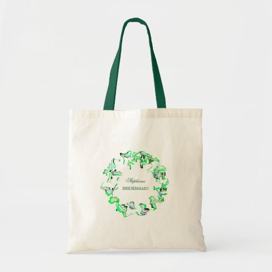 Groene Crest Aangepaste Naam Bruiloften Bruidsmeis Tote Bag (Voorkant)