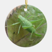 Groene cricket op een Leaf Custom Birthday Keramisch Ornament (Voorkant)