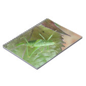 Groene cricket op een leder Notitieboek (Linkerzijde)