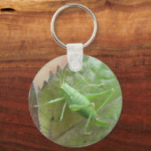 Groene cricket op een lederen Sleutelhanger (Voorkant)