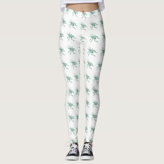 Groene crickets op wit leggings (Voorkant)