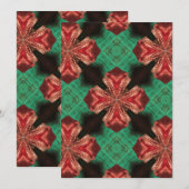 Groene Crisscross Lint Rode Satijnen Strik Ontwerp Kaart (Voorkant / Achterkant)