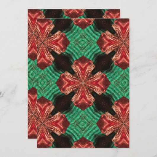 Groene Crisscross Lint Rode Satijnen Strik Ontwerp Kaart (Voorkant / Achterkant)