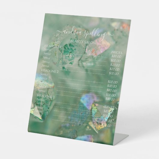 Groene Crystal Aura Quartz Pedestal Sign Reclamebord Met Voetstuk (Voorkant)