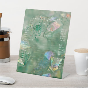 Groene Crystal Aura Quartz Pedestal Sign Reclamebord Met Voetstuk