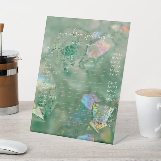 Groene Crystal Aura Quartz Pedestal Sign Reclamebord Met Voetstuk (Insitu)