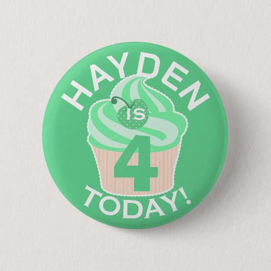 Groene Cupcake Aangepaste Vierde of Elke Leeftijd Ronde Button 5,7 Cm (Voorkant)