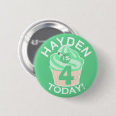 Groene Cupcake Aangepaste Vierde of Elke Leeftijd Ronde Button 5,7 Cm (Voorkant /achterkant)