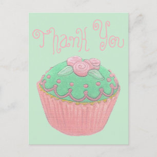 Groene Cupcake Bedankt Ansichtkaart Briefkaart