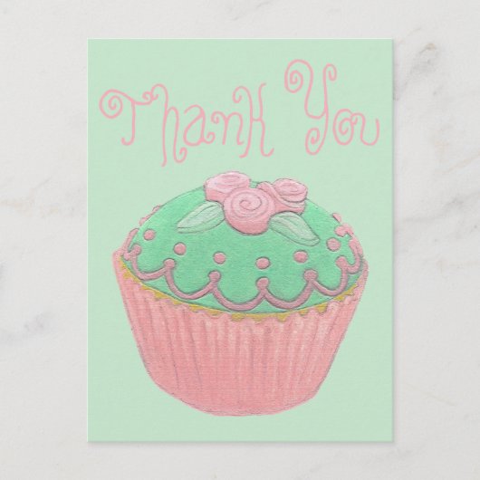 Groene Cupcake Bedankt Ansichtkaart Briefkaart (Voorkant)