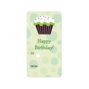 Groene Cupcake-cadeaulabel Etiket