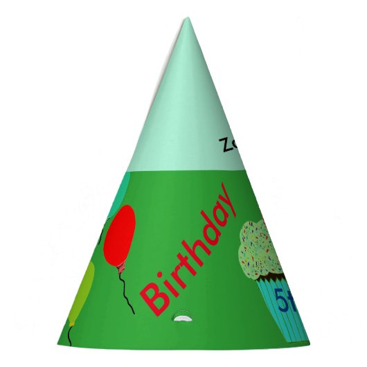 Groene Cupcake Gepersonaliseerde Verjaardag Petten Feesthoedjes (Links)