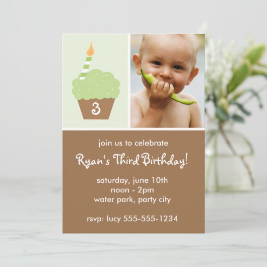 Groene Cupcake Kaart (Staand voorkant)