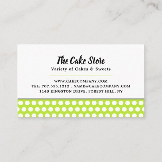 Groene Cupcake & Polka Dot, Cake Maker, Cake Store Visitekaartje (Achterkant)