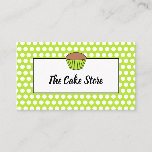 Groene Cupcake & Polka Dot, Cake Maker, Cake Store Visitekaartje (Voorkant)