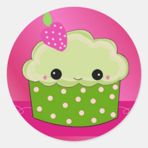 Groene Cupcake Ronde Sticker
