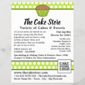 Groene Cupcake & Stippen, Cake winkel Reclame Flyer (Voorkant)