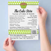 Groene Cupcake & Stippen, Cake winkel Reclame Flyer (Hand)