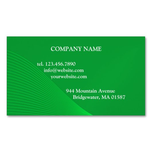 Groene curvelijnen magnetisch visitekaartje (Voorkant)